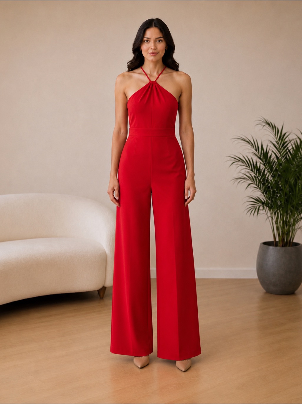 Ramy Brook Brenna Halter Jumpsuit Grenadine, New, Size 12